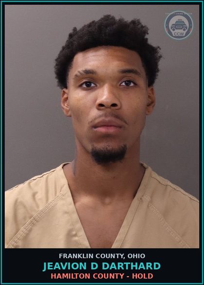 CCW arrest card for Jeavion D Darthard in Franklin County: HAMILTON COUNTY - HOLD