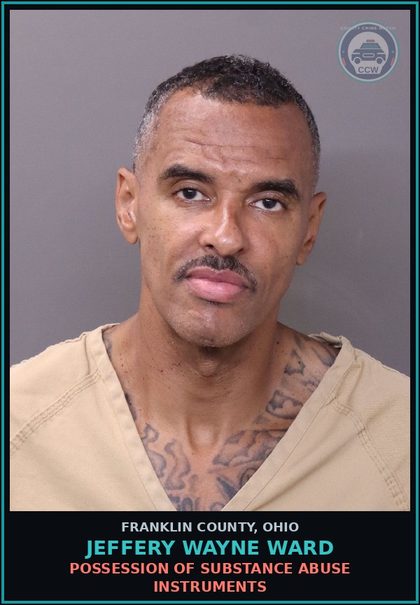 CCW arrest card for Jeffery Wayne Ward in Franklin County: R.S.P.RECEIVING STOLEN PROPERTY (SEE BELOW)