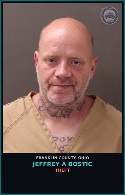 CCW arrest card for Jeffrey A Bostic in Franklin County: THEFT