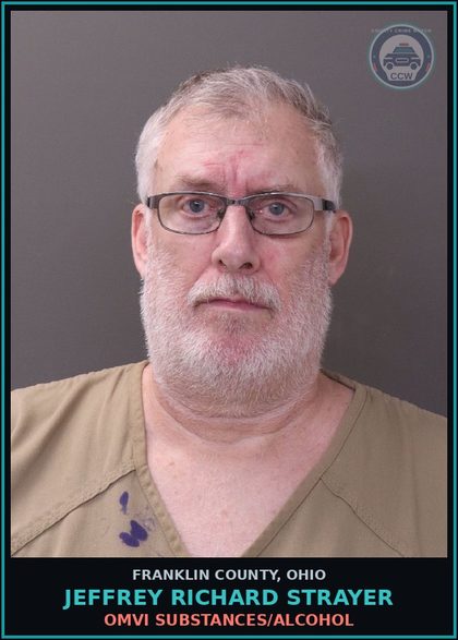 CCW arrest card for Jeffrey Richard Strayer in Franklin County: OMVI DRUGS/ALCOHOL
