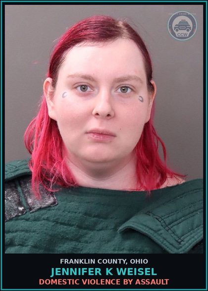CCW arrest card for Jennifer K Weisel in Franklin County: DOMESTIC VIOLENCE BY ASSAULT