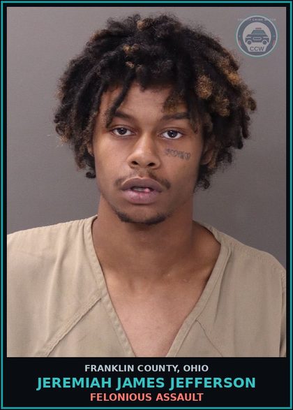 CCW arrest card for Jeremiah James Jefferson in Franklin County: FELONIOUS ASSAULT