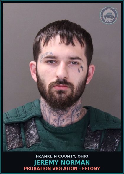 CCW arrest card for Jeremy Norman in Franklin County: PROBATION VIOLATION - FELONY