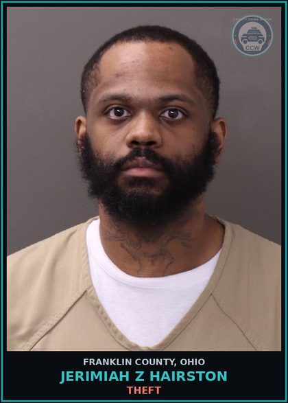 CCW arrest card for Jerimiah Z Hairston in Franklin County: THEFT