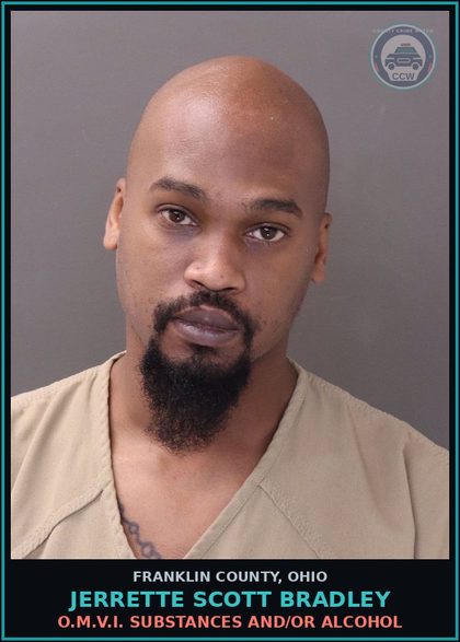 CCW arrest card for Jerrette Scott Bradley in Franklin County: O.M.V.I. DRUGS AND/OR ALCOHOL