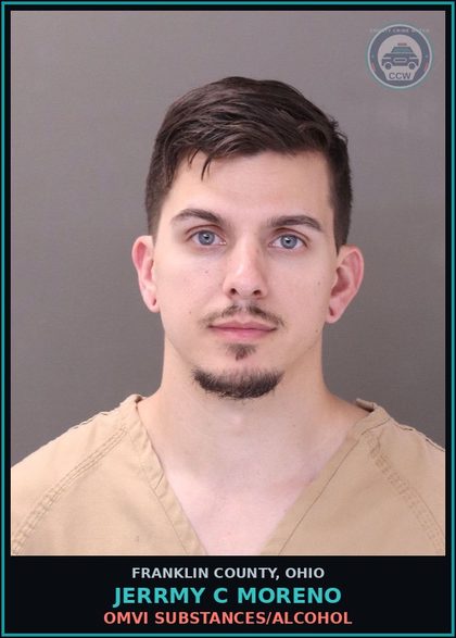 CCW arrest card for Jerrmy C Moreno in Franklin County: OMVI DRUGS/ALCOHOL