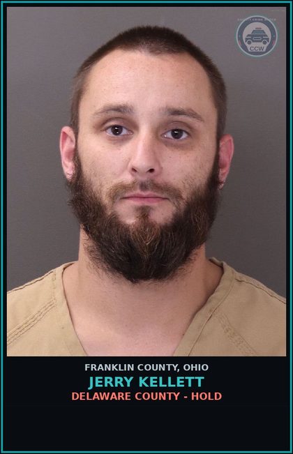 CCW arrest card for Jerry Kellett in Franklin County: DELAWARE COUNTY - HOLD