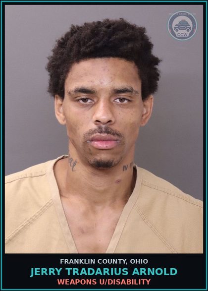 CCW arrest card for Jerry Tradarius Arnold in Franklin County: WEAPONS U/DISABILITY