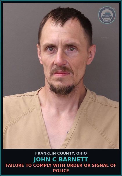 CCW arrest card for John C Barnett in Franklin County: FAILURE TO COMPLY WITH ORDER OR SIGNAL OF POLICE