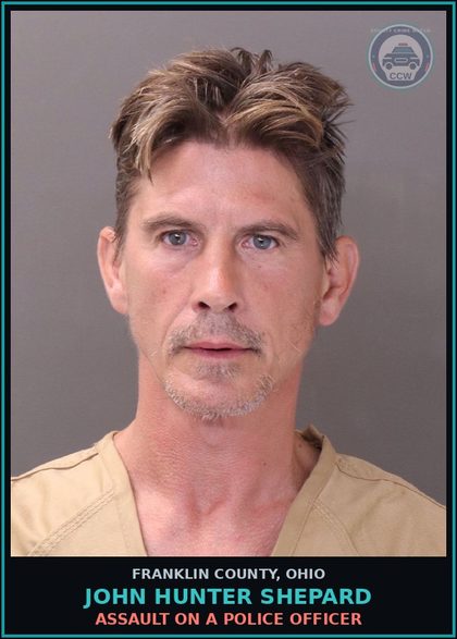 CCW arrest card for John Hunter Shepard in Franklin County: ASSAULT ON A POLICE OFFICER