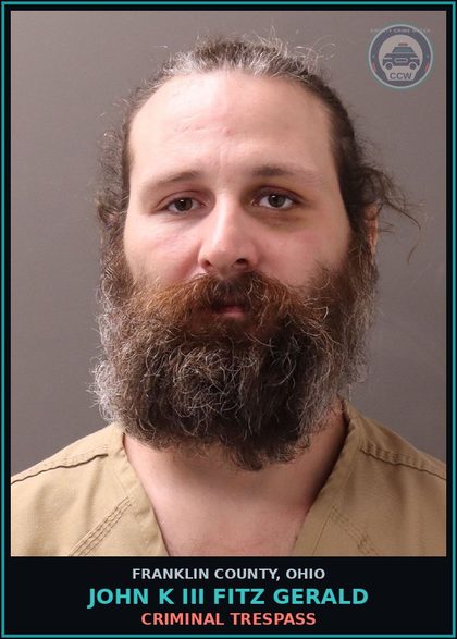 CCW arrest card for John K Iii Fitz Gerald in Franklin County: CRIMINAL TRESPASS