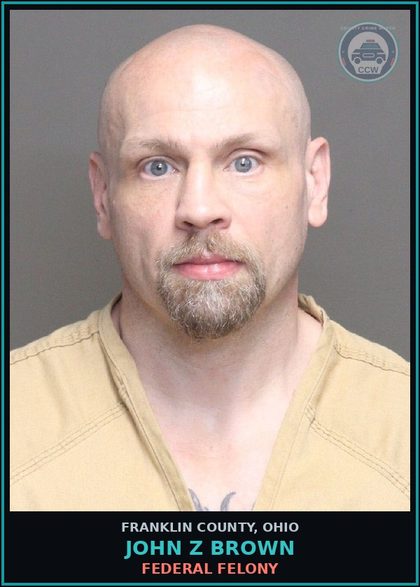 CCW arrest card for John Z Brown in Franklin County: FEDERAL FELONY