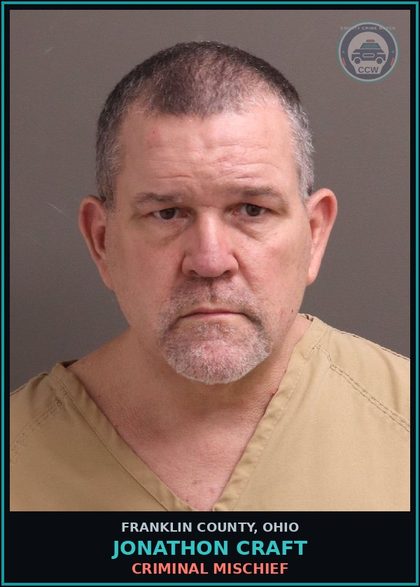 CCW arrest card for Jonathon Craft in Franklin County: CRIMINAL MISCHIEF