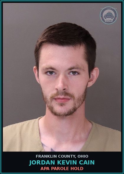 CCW arrest card for Jordan Kevin Cain in Franklin County: APA PAROLE HOLD