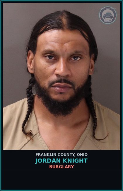 CCW arrest card for Jordan Knight in Franklin County: BURGLARY
