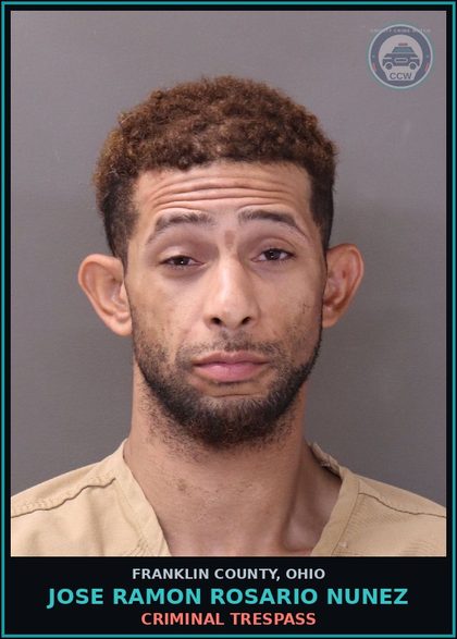 CCW arrest card for Jose Ramon Rosario Nunez in Franklin County: CRIMINAL DAMAGING/ENDANGERING