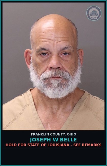 CCW arrest card for Joseph W Belle in Franklin County: HOLD FOR STATE OF LOUISIANA - SEE REMARKS