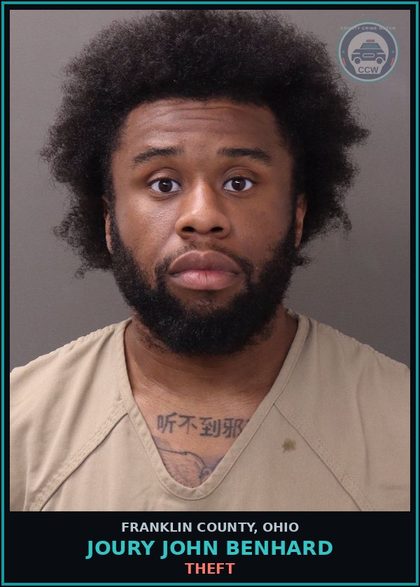 CCW arrest card for Joury John Benhard in Franklin County: THEFT