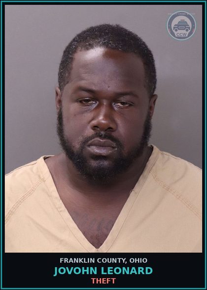 CCW arrest card for Jovohn Leonard in Franklin County: THEFT