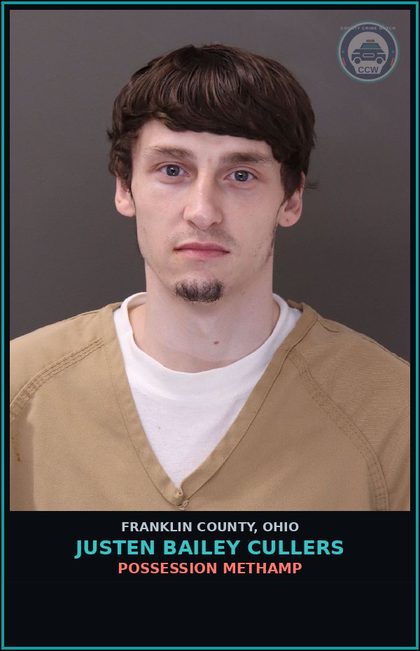 CCW arrest card for Justen Bailey Cullers in Franklin County: POSSESSION Methamp