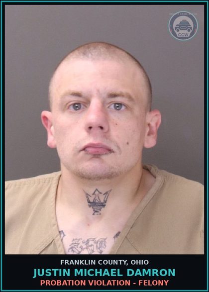 CCW arrest card for Justin Michael Damron in Franklin County: FALSIFICATION