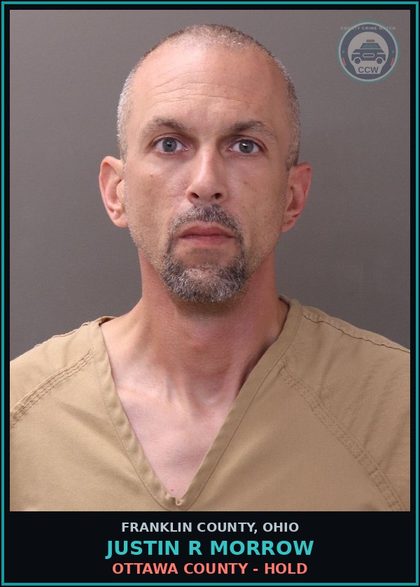 CCW arrest card for Justin R Morrow in Franklin County: OTTAWA COUNTY - HOLD