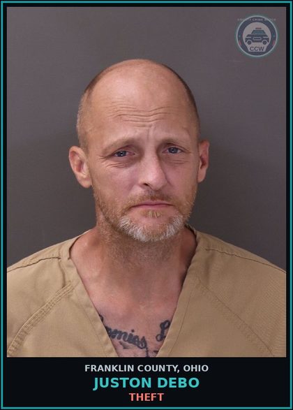 CCW arrest card for Juston Debo in Franklin County: THEFT