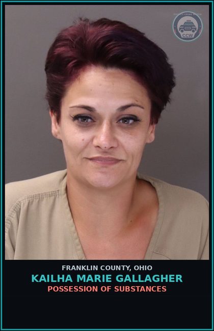 CCW arrest card for Kailha Marie Gallagher in Franklin County: POSSESSION OF DRUGS