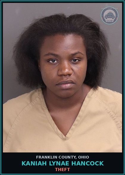 CCW arrest card for Kaniah Lynae Hancock in Franklin County: THEFT