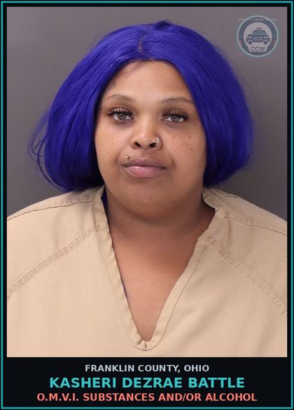 CCW arrest card for Kasheri Dezrae Battle in Franklin County: O.M.V.I. DRUGS AND/OR ALCOHOL