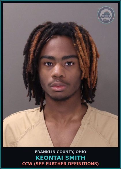 CCW arrest card for Keontai Smith in Franklin County: CCW (SEE FURTHER DEFINITIONS)