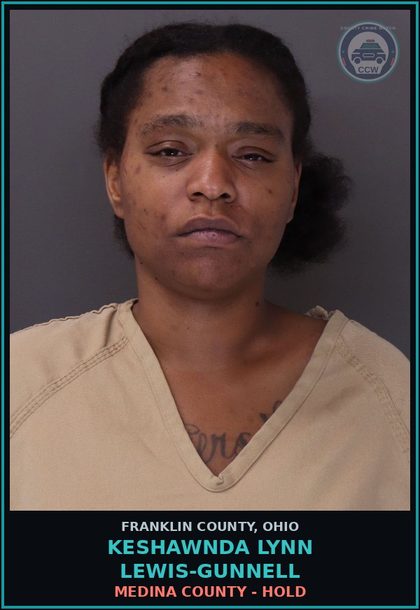 CCW arrest card for Keshawnda Lynn Lewis-Gunnell in Franklin County: MEDINA COUNTY - HOLD