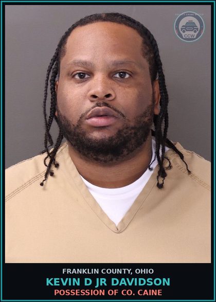 CCW arrest card for Kevin D Jr Davidson in Franklin County: POSSESSION OF COCAINE