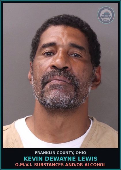 CCW arrest card for Kevin Dewayne Lewis in Franklin County: O.M.V.I. DRUGS AND/OR ALCOHOL