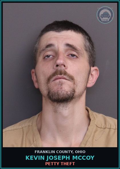 CCW arrest card for Kevin Joseph Mccoy in Franklin County: PETTY THEFT