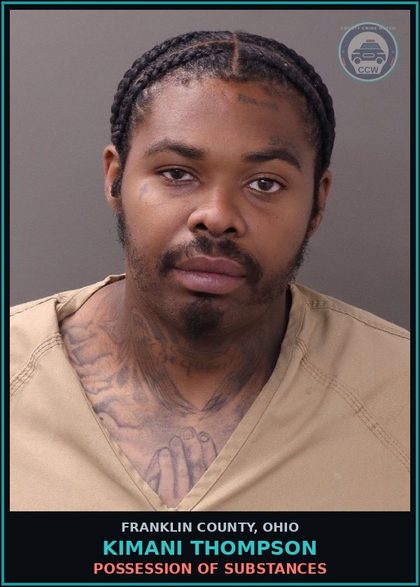 CCW arrest card for Kimani Thompson in Franklin County: POSSESSION OF DRUGS