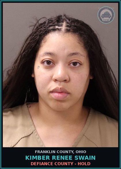 CCW arrest card for Kimber Renee Swain in Franklin County: DEFIANCE COUNTY - HOLD