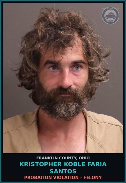 CCW arrest card for Kristopher Koble Faria Santos in Franklin County: PROBATION VIOLATION - FELONY