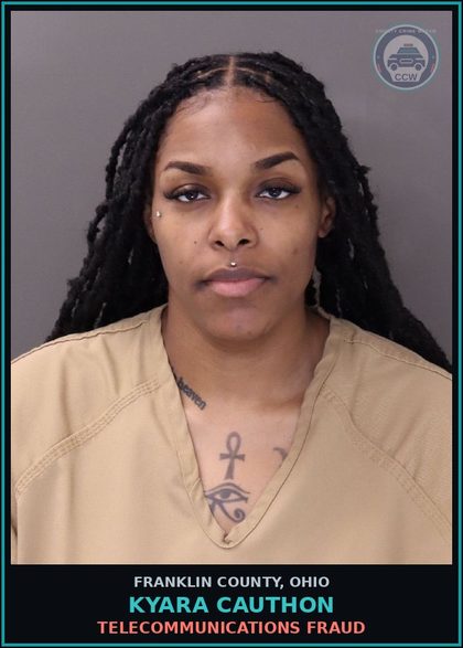 CCW arrest card for Kyara Cauthon in Franklin County: TELECOMMUNICATIONS FRAUD