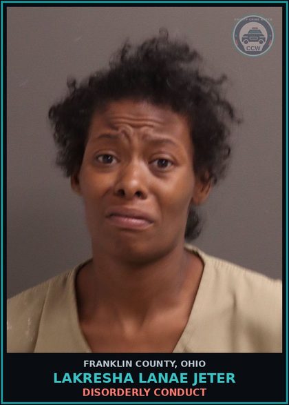 CCW arrest card for Lakresha Lanae Jeter in Franklin County: DISORDERLY CONDUCT