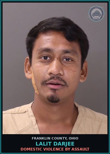 CCW arrest card for Lalit Darjee in Franklin County: STRANGULATION OF FAMILY, OR PREGNANT VICTIM