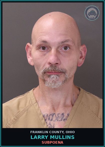 CCW arrest card for Larry Mullins in Franklin County: SUBPOENA