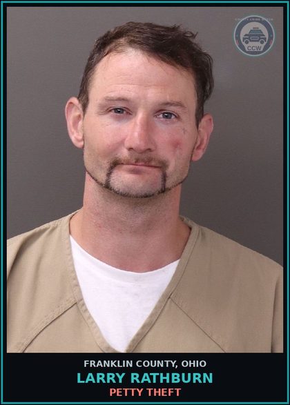 CCW arrest card for Larry Rathburn in Franklin County: PETTY THEFT