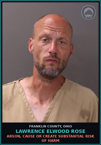 CCW arrest card for Lawrence Elwood Rose in Franklin County: CRIMINAL DAMAGING/ENDANGERING