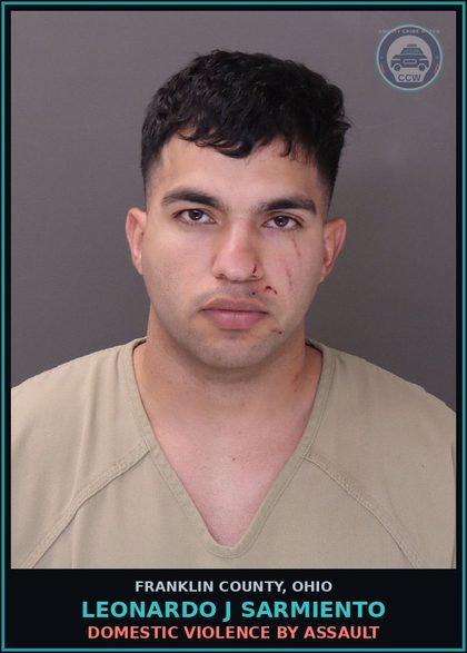 CCW arrest card for Leonardo J Sarmiento in Franklin County: DOMESTIC VIOLENCE BY ASSAULT