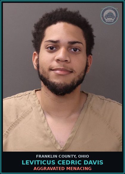 CCW arrest card for Leviticus Cedric Davis in Franklin County: AGGRAVATED MENACING