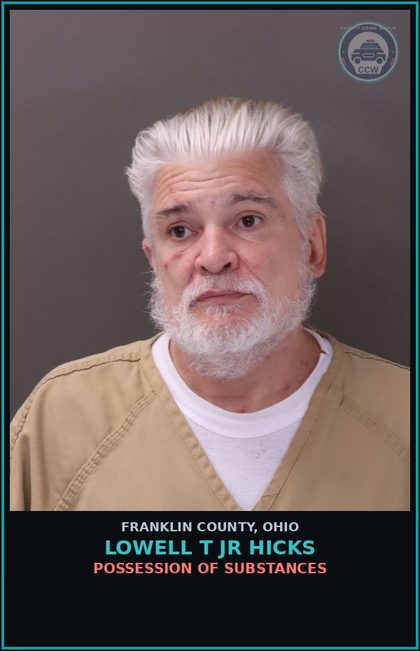 CCW arrest card for Lowell T Jr Hicks in Franklin County: POSSESSION OF DRUGS