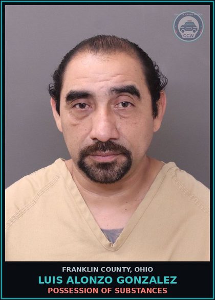 CCW arrest card for Luis Alonzo Gonzalez in Franklin County: POSSESSION OF DRUGS