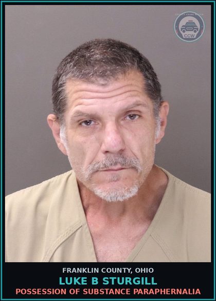 CCW arrest card for Luke B Sturgill in Franklin County: POSSESSION OF DRUG PARAPHERNALIA