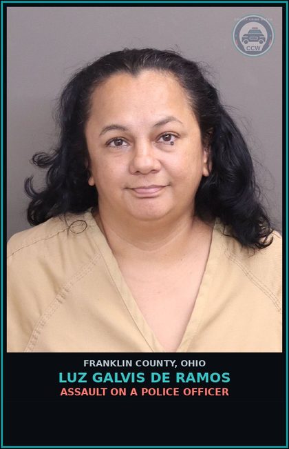CCW arrest card for Luz Galvis De Ramos in Franklin County: ASSAULT ON A POLICE OFFICER